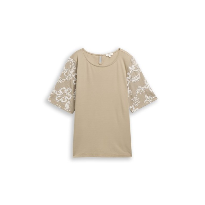 Tom Tailor dames T-shirt 1052152 borduring Kaki